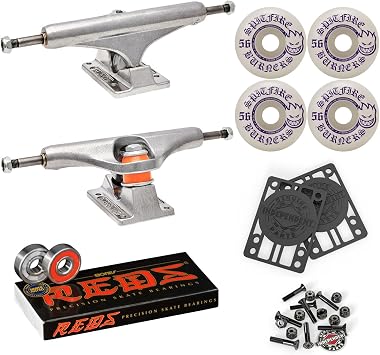 Independent Skateboard Trucks 159 Mid + 56mm Spitfire Burners Wheels, Bones Bearings