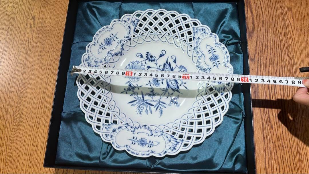 新品未使用マイセン★ブルーオニオン★メッシュプレート★MEISSEN透かしレース マイセン ブルーオニオン メッシュプレート 透かしレース