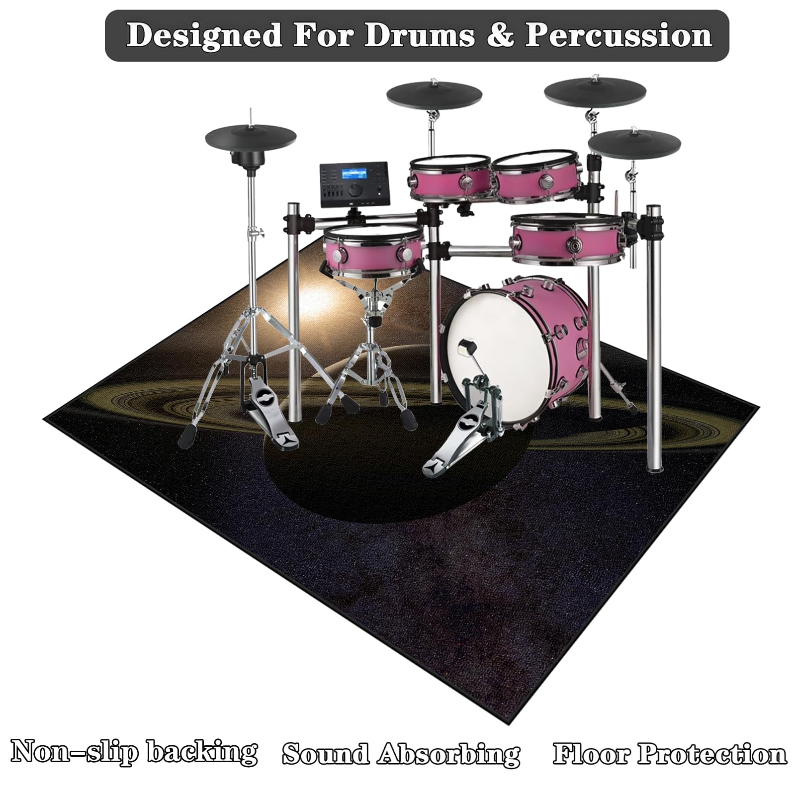 Schlagzeugteppich rutschfest Professionelle Schalldicht Drum Teppich Matte Elektronisches Jazz Schlagzeug Kit Schallschutz Trommel Teppiche für Bass Snare Drum Musikinstrument-Teppich 180 x 140 cm
