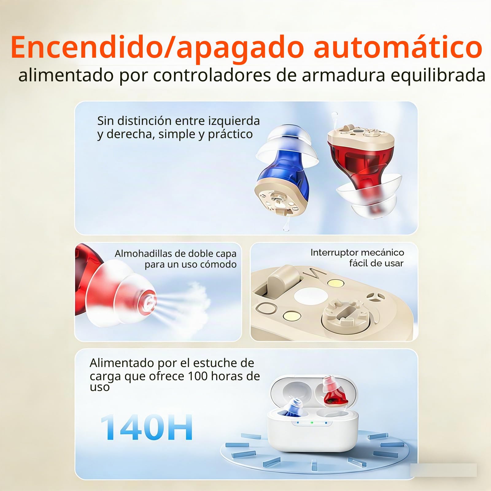 Dispositivo de sonido recargable para personas mayores y adultos, dispositivo de sonido invisible con 7 almohadillas de silicona de diferentes tamaños, diseño invisible intraural, excelencia de sonido