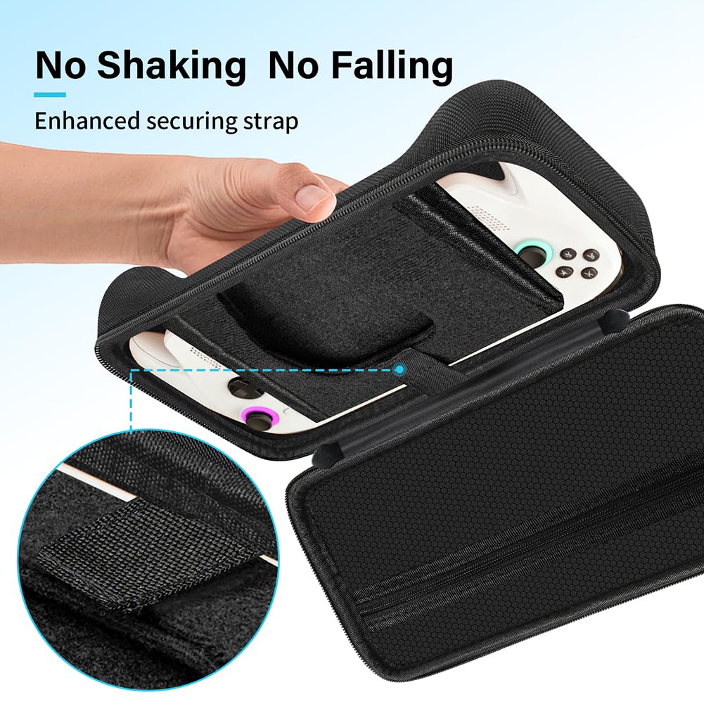 Lokyoyo Funda de transporte compatible con ASUS ROG Xbox Ally/Xbox Ally X 2025, con bolsillo de malla y soporte integrado para consola y accesorios