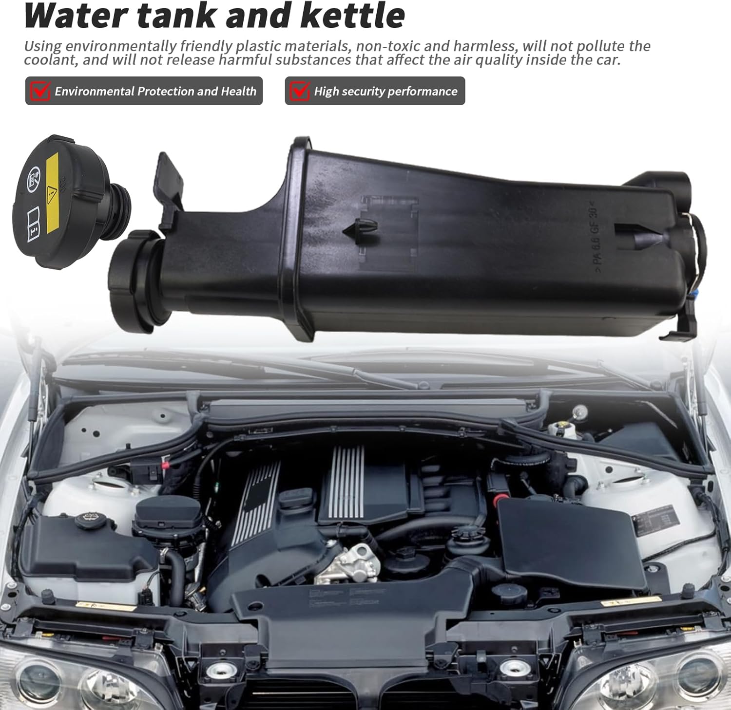 17137787039 Engine Coolant Overflow Recovery Reservoir Tank with Sensor & Cap for BMW X3 2001-2006 X5 2001-2005 323Ci 323i 325Ci 325i 325xi 328Ci 328i 330Ci 330i Replaces 17117573781 603-535 603535