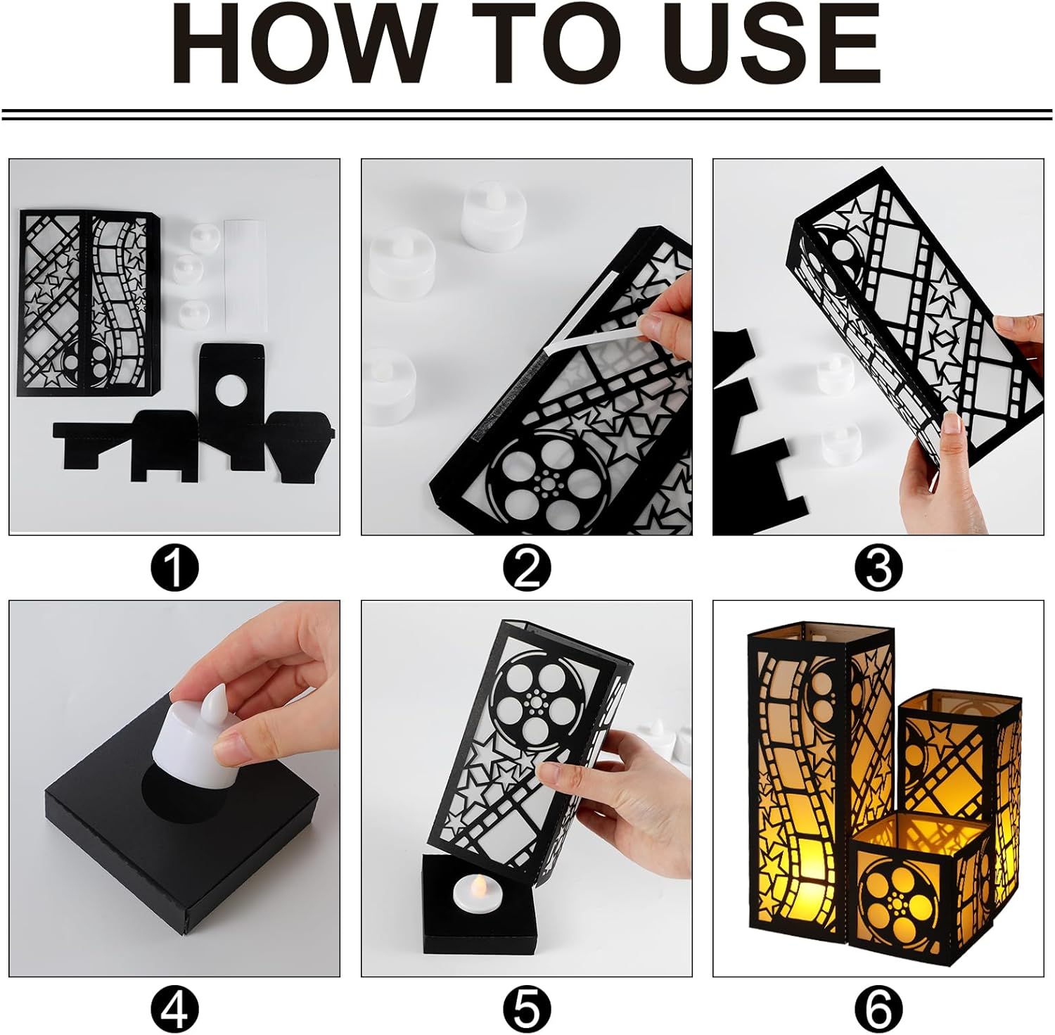 24 Pcs Movie Theater Centerpieces for Table 3 Size Paper Lantern Boxes Table Ideas Decorations for Room Themed Party Decorations Wedding Birthday