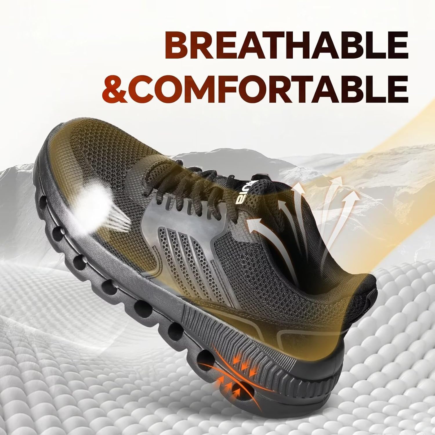 Furuian Steel Toe Shoes for Women Lightweight Safety Sneakers Comfortable Breathable Indestructible Women's Steel Toe Sneakers Composite Toe Work Shoes for Women Ergonomic Design