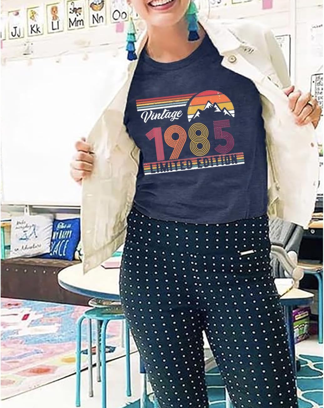 40th Birthday Shirts for Women Vintage Graphic Tees Birthday Party Gift Letter Print Short Sleeve T-Shirt Tops - Image 4