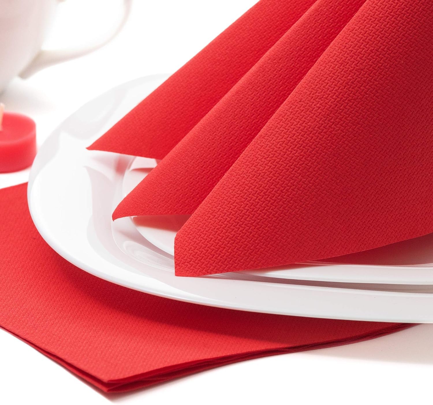 Serviettes En Papier Gaufrette 6 Plis - Lot De 50 Fuchsia Damascato 40x40cm