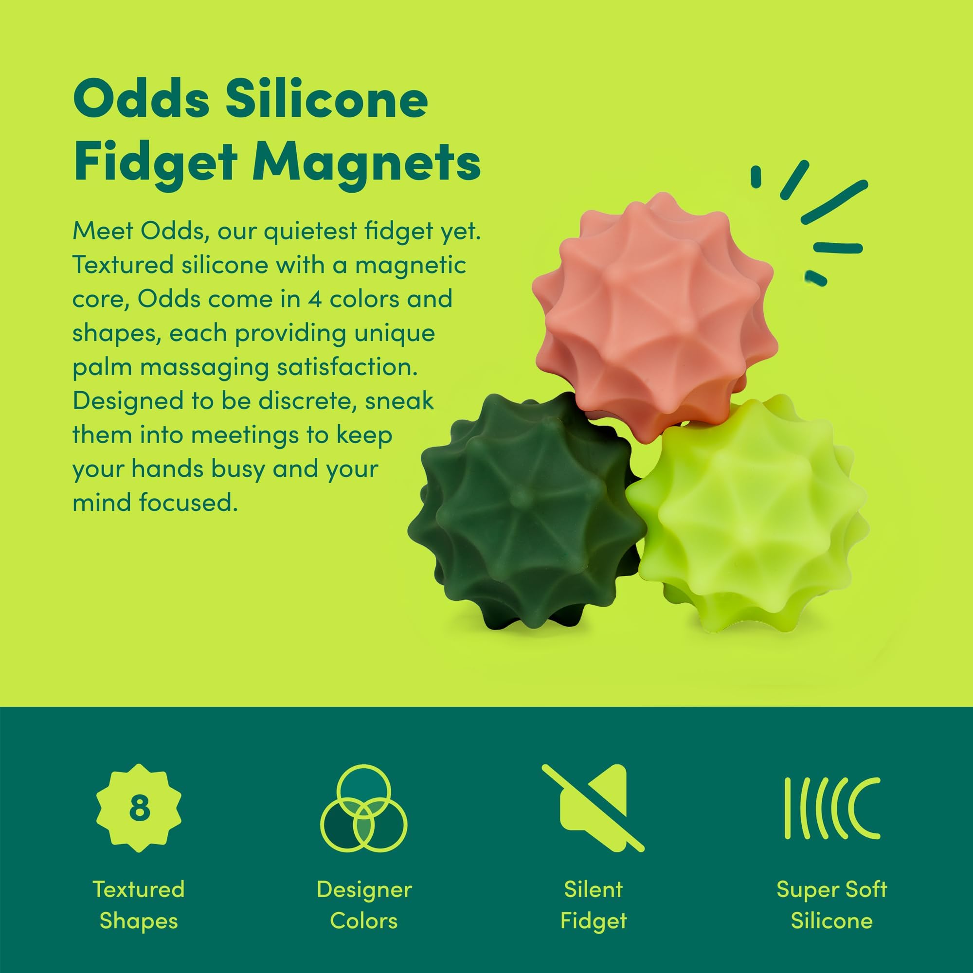 Speks Odds Magnetic Fidget Toy, Green Spurs - Image 2
