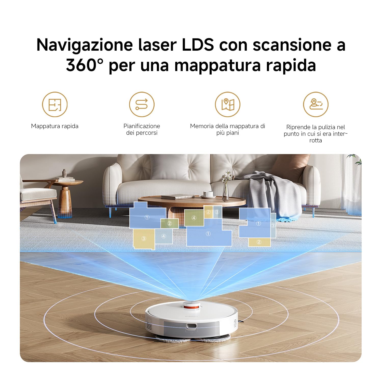 XIAOMI Robot Vacuum S40 Pro, aspirapolvere robotico intelligente e mocio, spazzole laterali autoestensibili, aspirazione 15000 Pa, pavimento duro e tappeto, telecomando tramite app