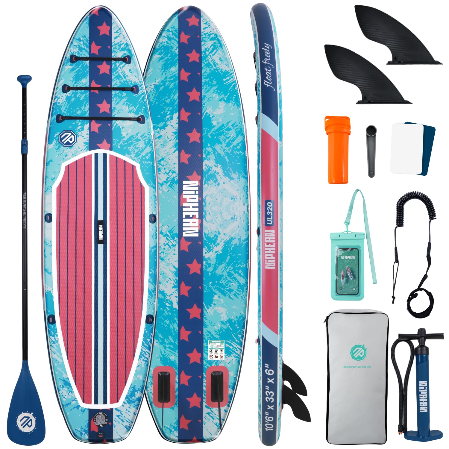 Niphean Tavola SUP Gonfiabile 320cm/230cm con Accessori SUP Stabile | Tavola SUP Rigida Portata 200kg, Antiscivolo con Kit Riparazione, per Adulti, Principianti, Uomini, Donne e Yoga