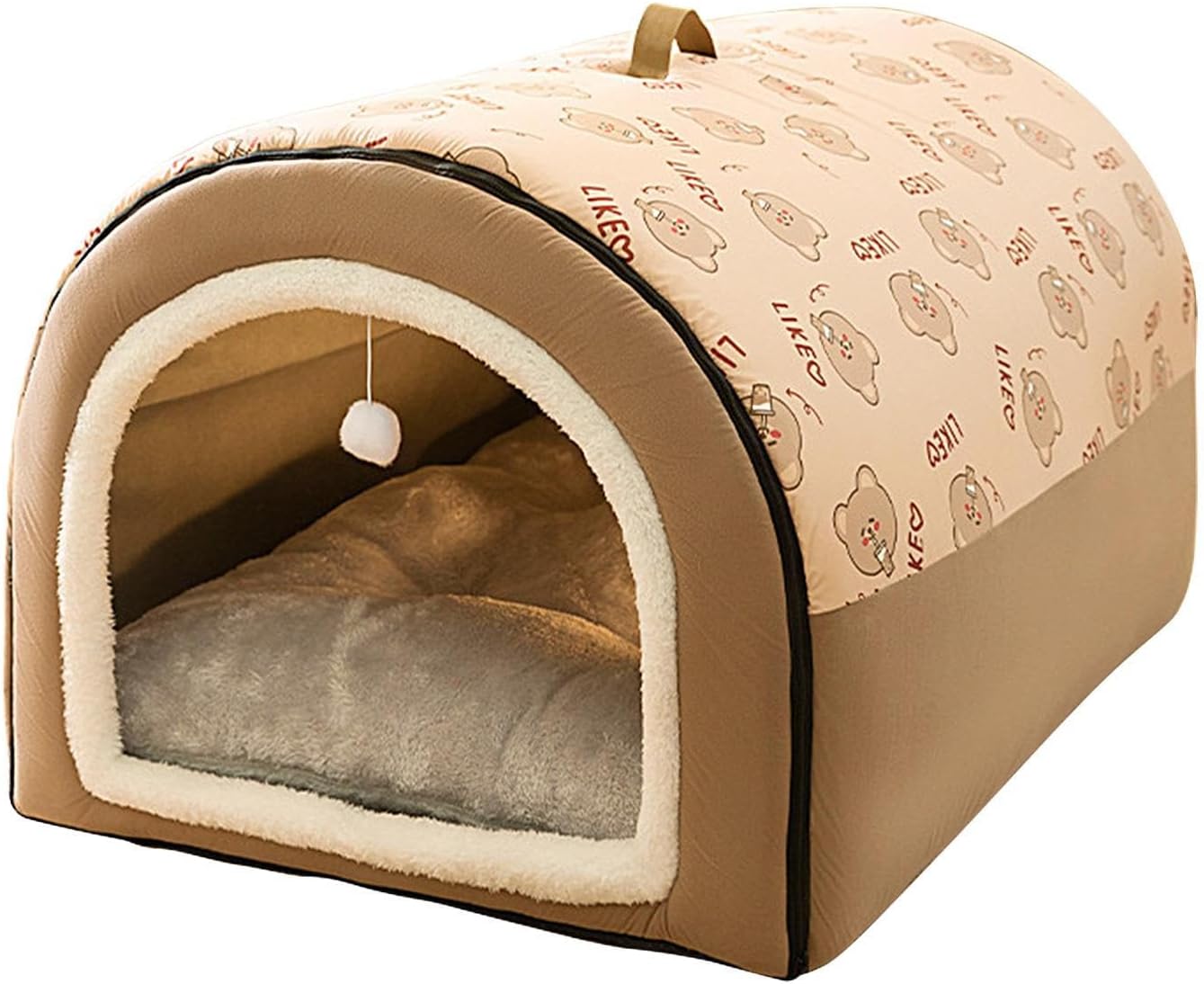 EXBERT Tunnel Dog Bed, Hooded Dog Cuddle Bed, Pet Igloo Bed, Pet