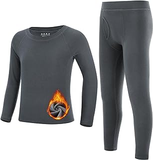 Boys Thermal Underwear Set Youth Kids Long Johns Boy Base Layer Soft Thermal Pants Fleece Lined Long Sleeve Shirt