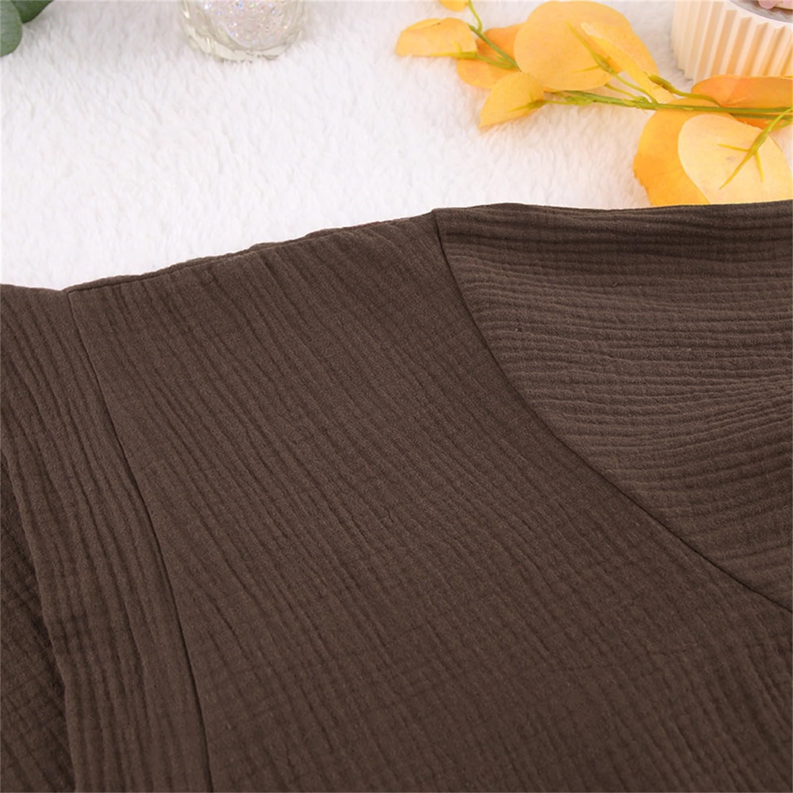 Vestaglia da donna con tasche, vestaglia a maniche lunghe da donna, camicia