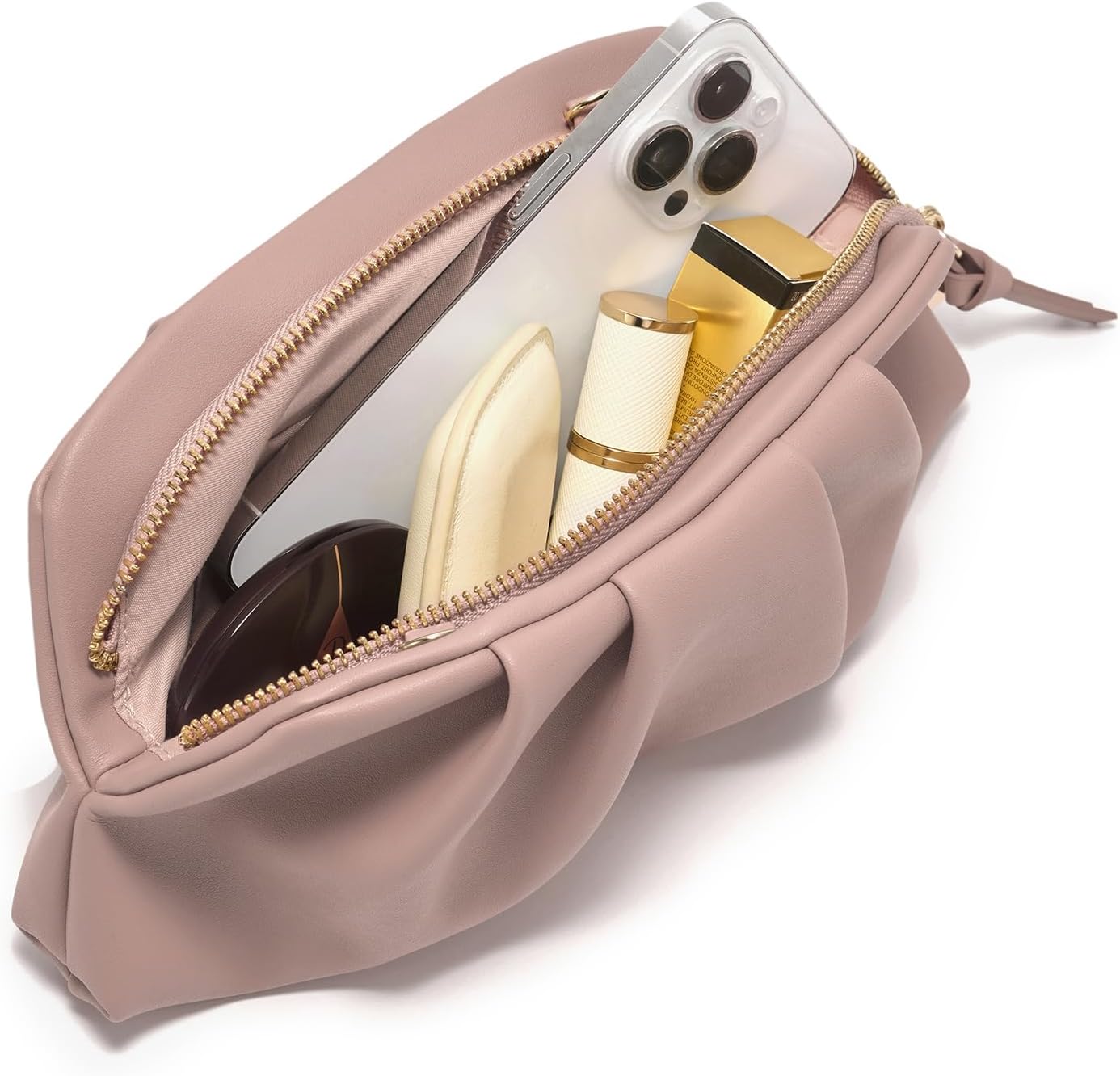 SWEETV CHUNLI Dressy Vegan Leather Clutch Purse for Women Formal, Soft Pleated PU Evening Clutch for Weddings, Proms - Image 5