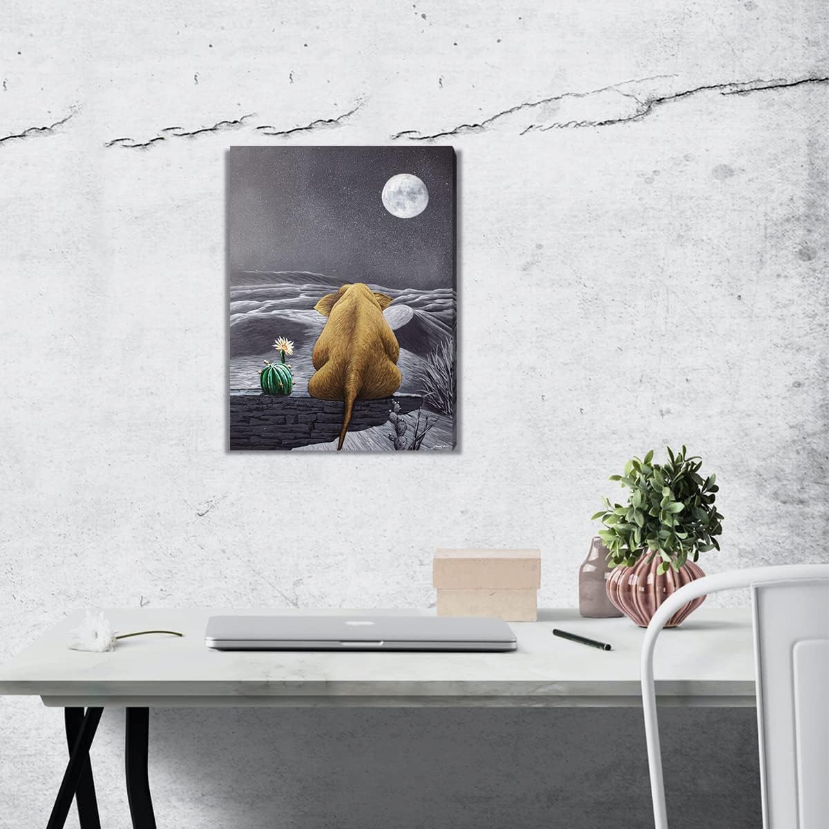 Elephant Canvas Wall Art Elephant Painting Black and White Elephant Pictures For Wall Elephant Decor for Bathroom 12" X 16" Animal Wall Art for Office Bedroom Living Room