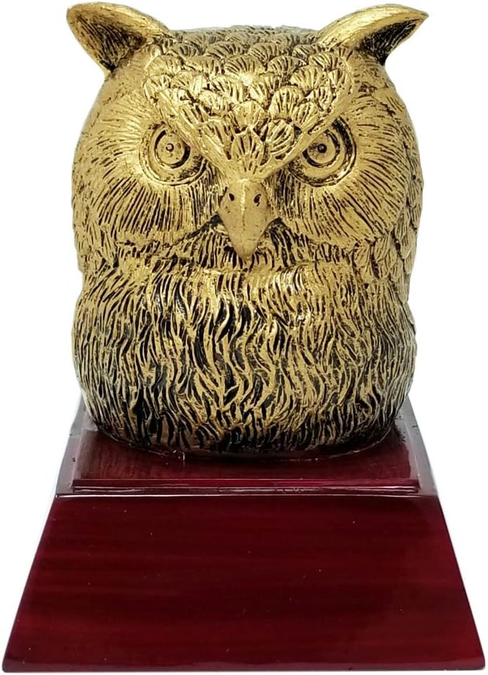 Decade Awards Owl Trophy - 4 Inch Tall | Engraved Owl Mascot Award - Customize Now
