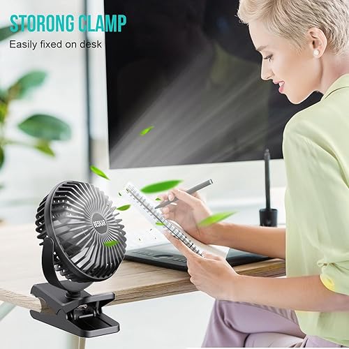 Miniatura 5 de BESKAR Ventilador de clip alimentado por USB ventilador portátil de 6 pulgadas con cable 3 velocidades de flujo de aire fuerte ventilador pequeño