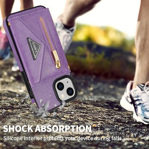 Miniatura 6 de SZHAIYU Cartera con cremallera compatible con iPhone 15 Plus, funda cruzada con correa para mujer, tarjetero y cordón de 6.7 pulgadas, soporte de