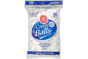 DecorRack Cotton Balls - 300 Individual Natural Cotton Puffs