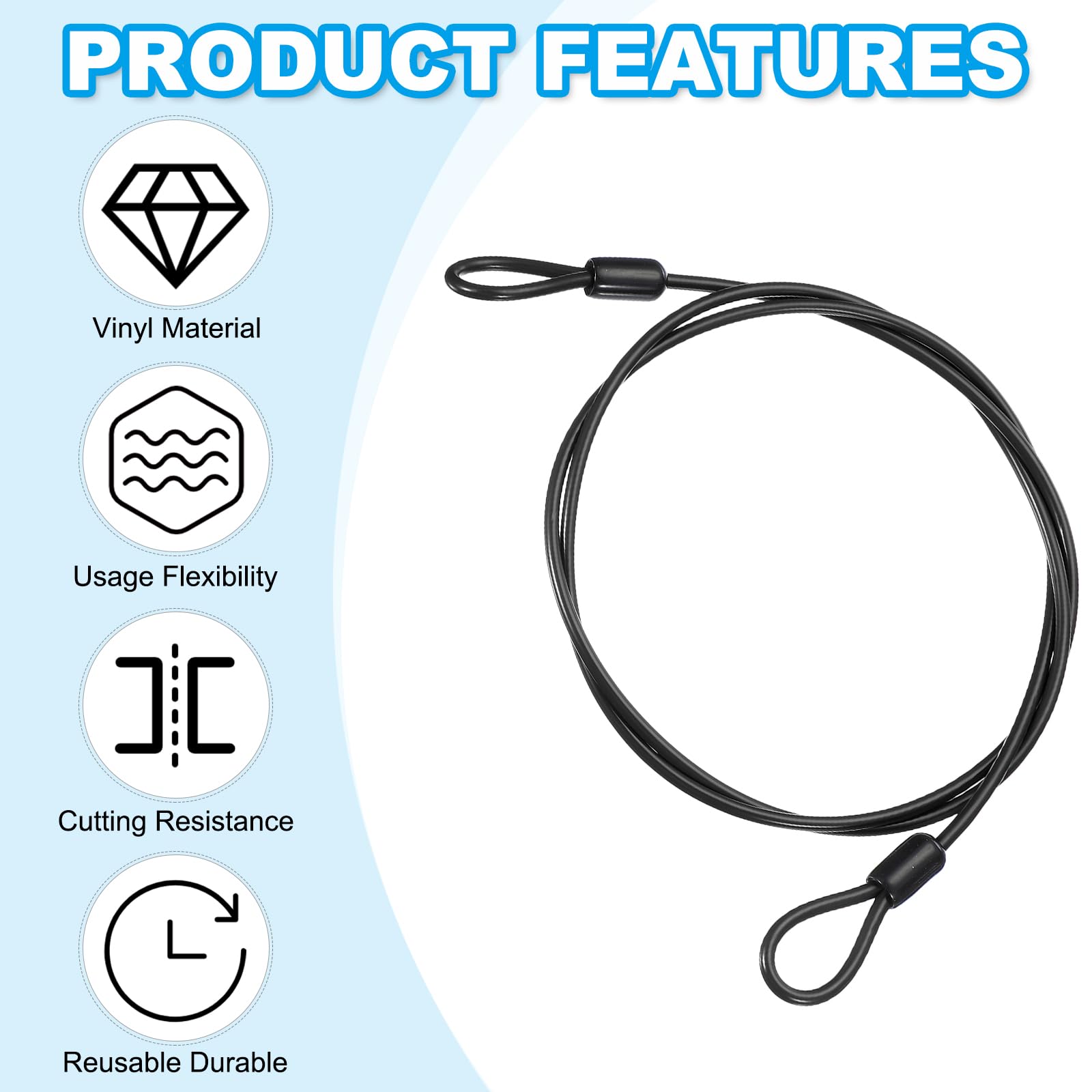 PATIKIL 3/16" Dia Vinyl Coated Stainless Steel Cable with Loops - Image 4