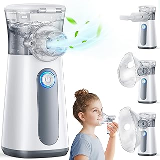 Portable Nebulizer Machine for Adults - Kids Handheld Ultrasonic Mesh Nebulizer, Effective Atomization, Automatic Cleaning, Personal Steam Inhaler, Suitable for Family Travel Use for with 3 Cover