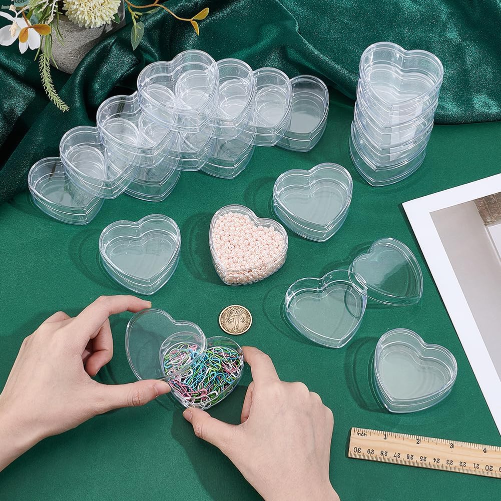 AHANDMAKER 50Pcs Clear Acrylic Box with Lid Heart Shaped Candy Box Small Plastic Display Container Mini Clear Container for Candy Jewelry Hair Accessory Birthday Wedding Party Favor, 2.3"x2.6"x1.3" image 3