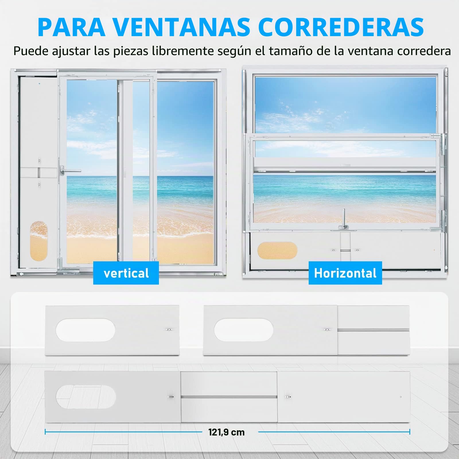 RUIZHI Kit de deslizamiento de ventana ajustable placa aire acondicionado,Placa De Aire Acondicionado Escudo De Viento Para Aire Acondicionado Portátil(13CM (5,0")