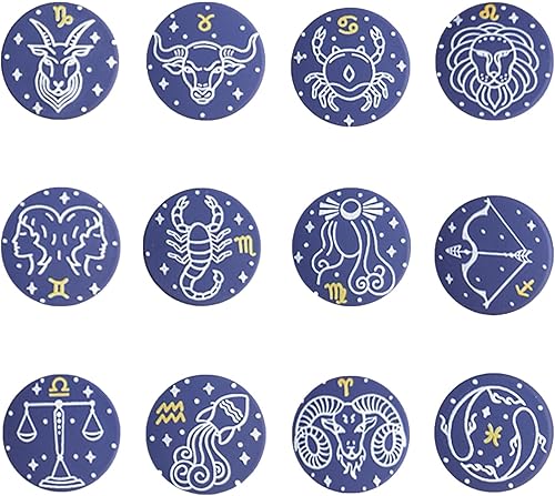 12 cuentas focales de silicona del zodiaco, cuentas espaciadoras de signos del zodíaco para bolígrafos, manualidades, joyería, llavero, fabricación