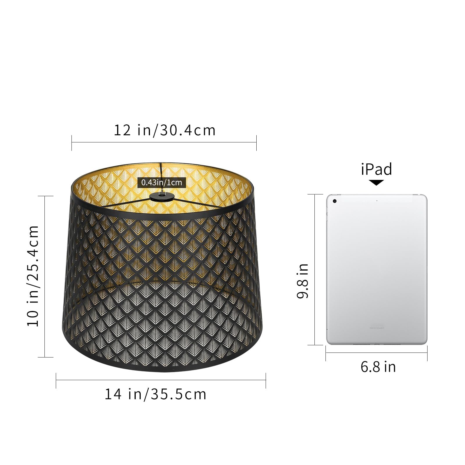 Metal Etching Process Large Lamp Shades, Alucset Drum Big Lampshades for Table Lamp and Floor Light, Arrow Design, 12x14x10 inch, Spider