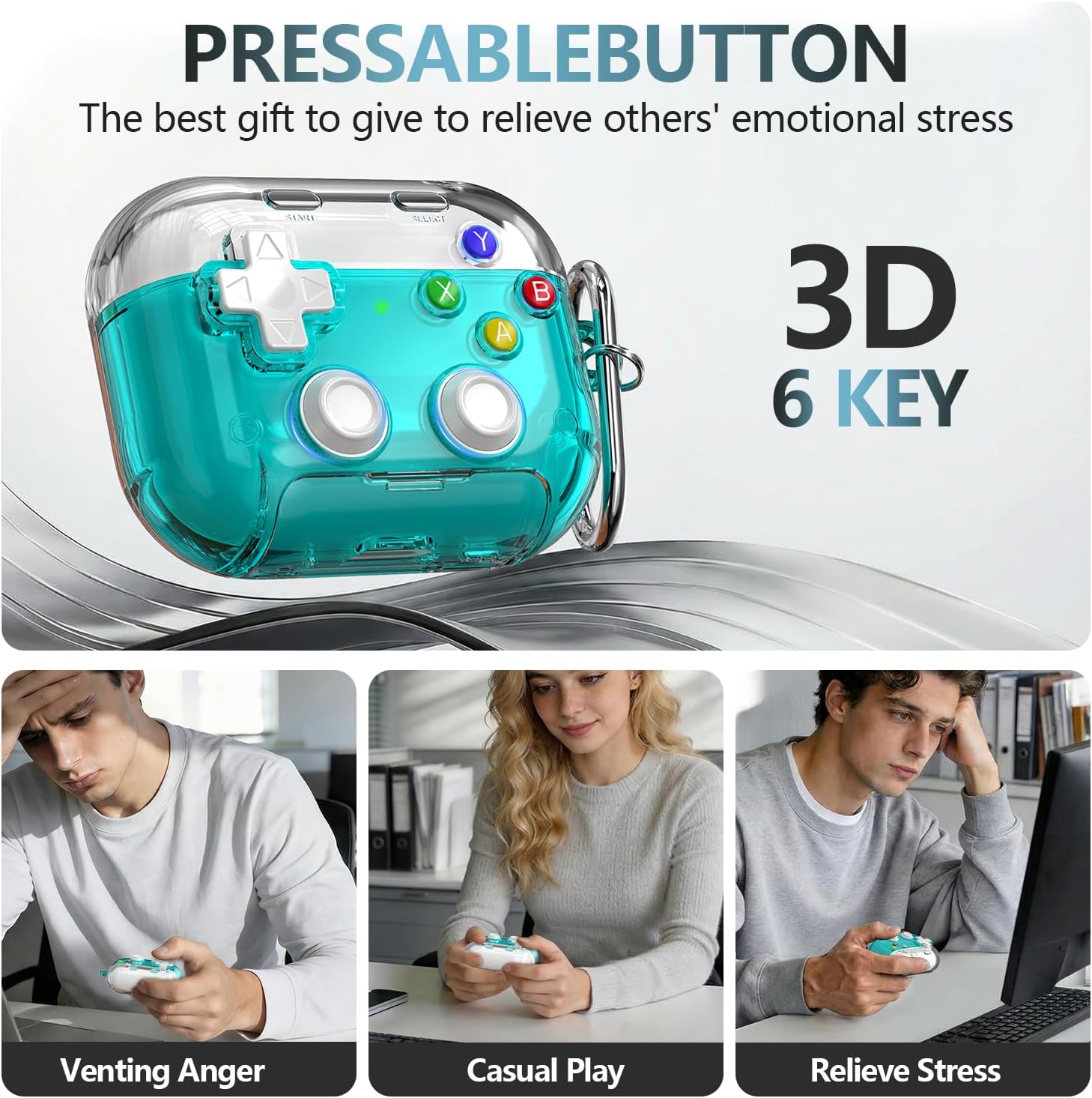 AirPods Pro 3 Case with Safety Lock Game Controller Design, Clear Green
