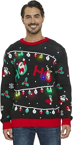 YIJIU Men's Ugly Christmas Sweater Long Sleeve Crew Neck Knitted