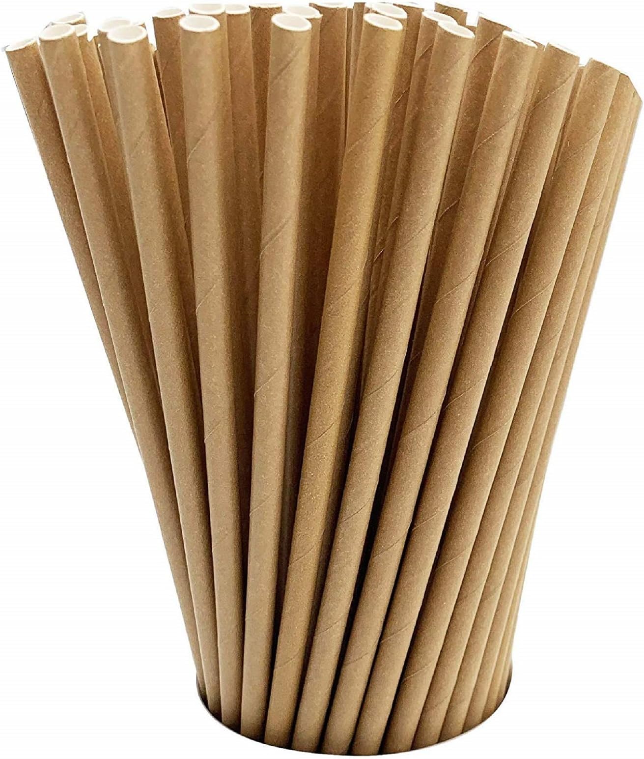 GDMINLO 100 Pack Kraft Paper Straws Biodegradable co-Friendly Drinking Bulk for Party Supplies, Bridal/Baby Shower, Birthday, Mixed Drinks, Weddings, Restaurant, Food Service