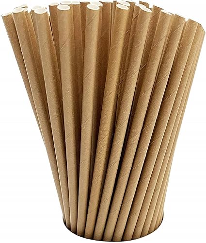 GDMINLO Paquete de 100 pajitas de papel kraft biodegradables amigables para beber a granel para suministros de fiesta, novia/baby shower,
