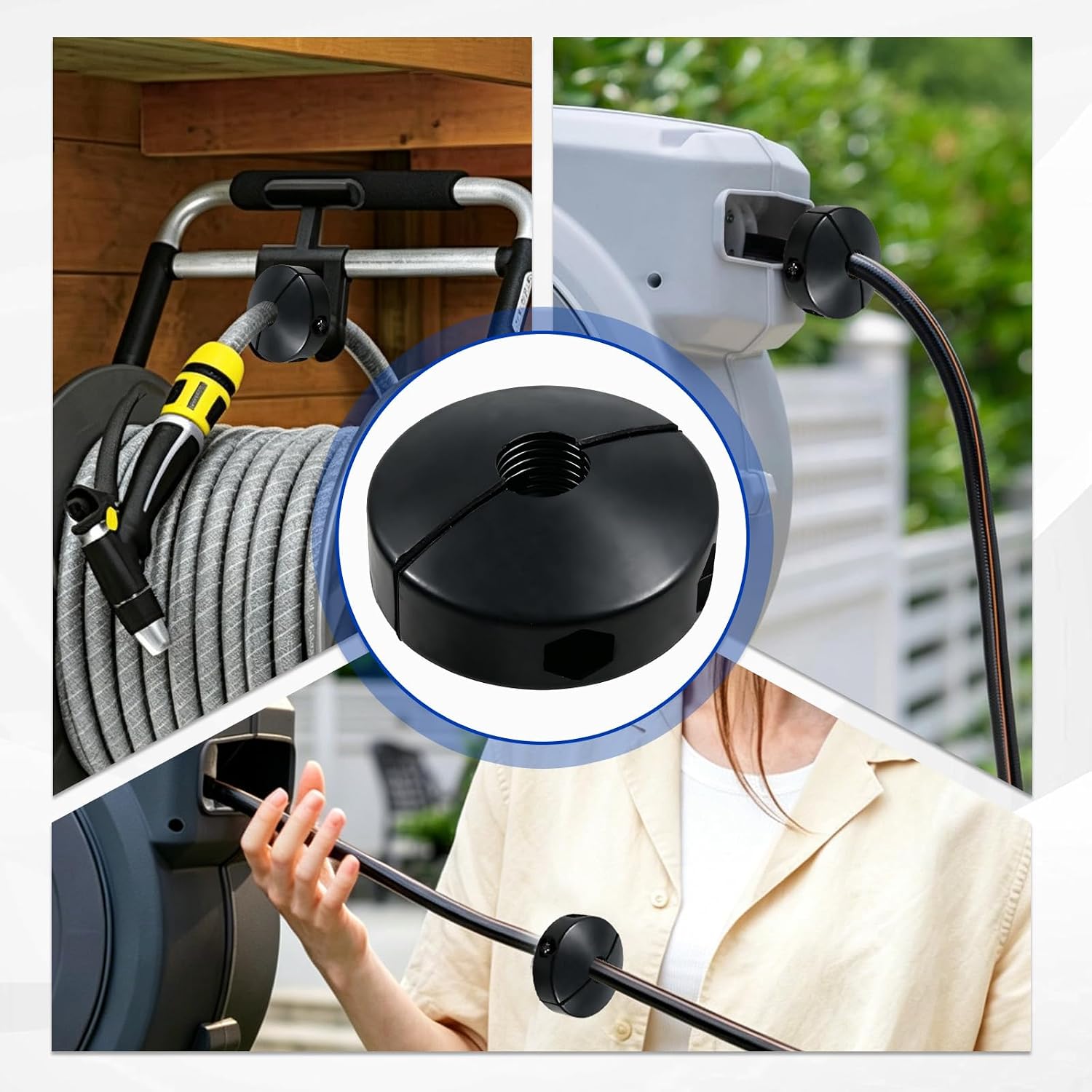 Air Hose Stopper, Ball Stopper for 3/8" ID Auto Rewind Retractable Air Hose Reel, Adjustable Rubber Hose Bumper for 0.57 to 0.63 Inch Hoses Prevents Tangling and Damage