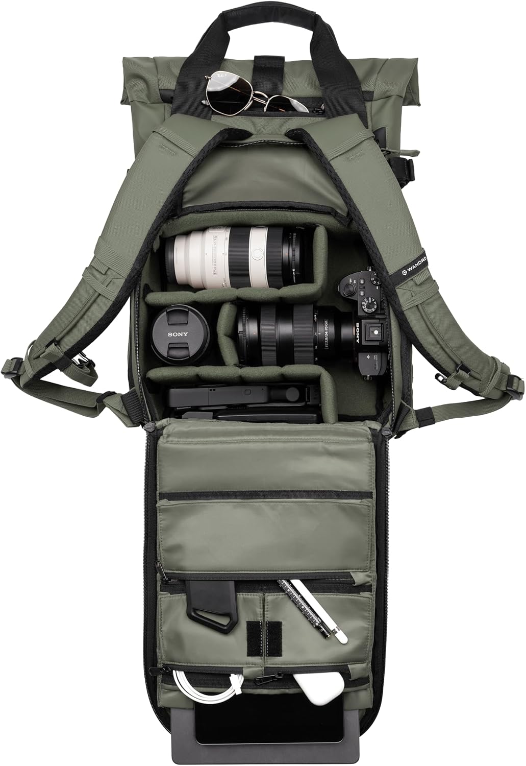 WANDRD PRVKE 15L Camera Backpack, Wasatch Green, Built-In Camera Cube | Expandable 15L–19L pack with quick side access, rolltop storage, laptop sleeve, and weather-resistant materials image 3