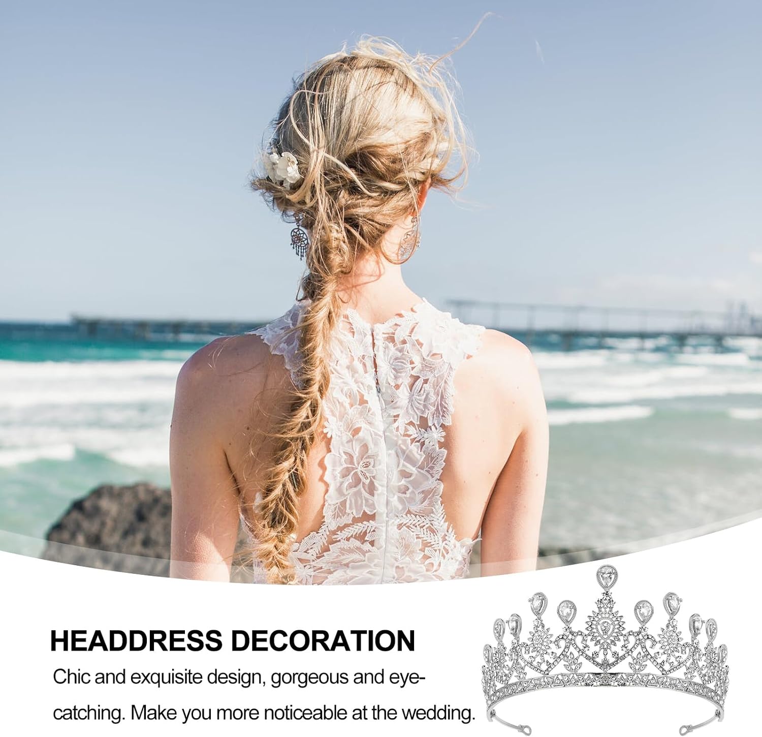 ORFOFE Bridal Rhinestone Crown Silver Princess Wedding Tiara Headpiece for Brides Bridesmaids Elegant Rhinestone Headdress Ceremony Accessory