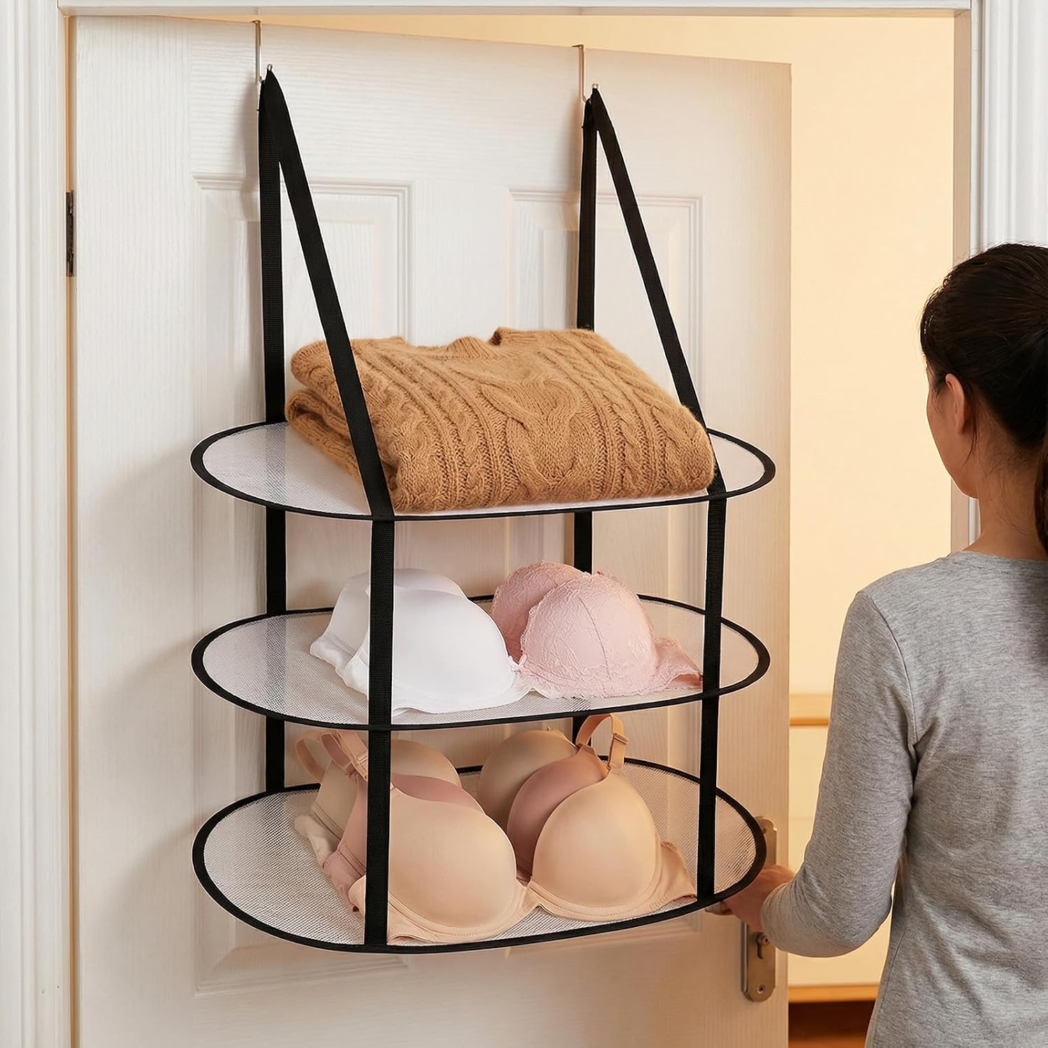 2 Pcs 3 Tier Folding Mesh Clothes Drying Rack