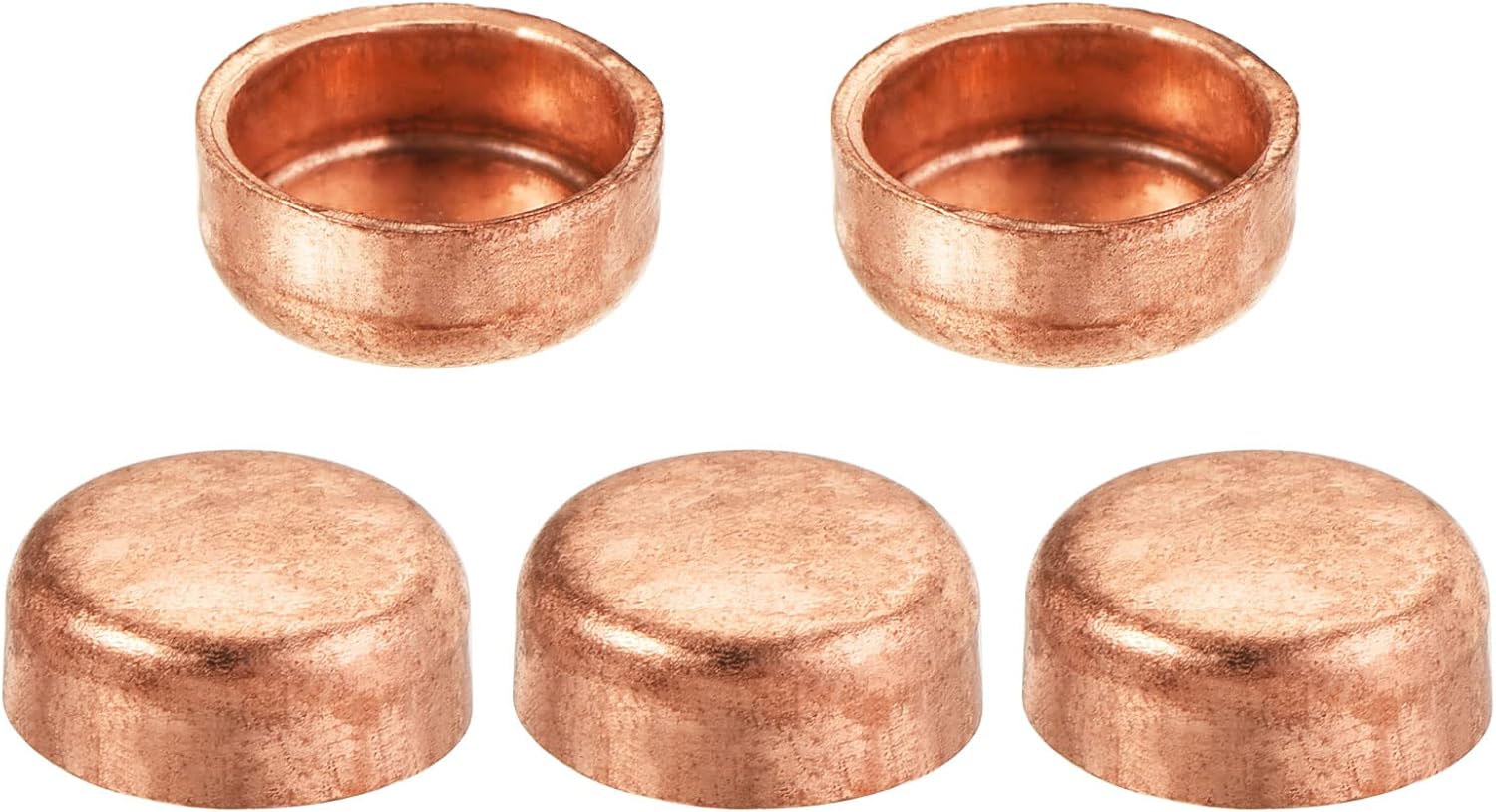 MECCANIXITY Copper End Cap Pipe Fitting Sweat Plug Connection 9.52mm(3/8") ID for Water Pipe Plumbing, Pack of 5