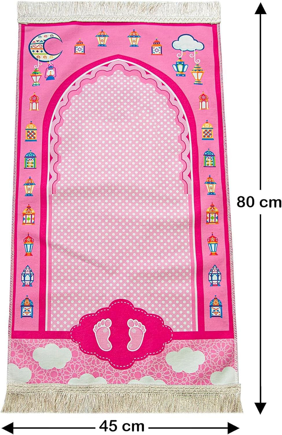 Ihvan Online Muslim Prayer Rug for Kids, Islamic Gifts Praying Mat, Design Janamaz Sajadah, Soft Salah Mat Carpet, Travel Praying Rug, Patterned Pink-2 - Image 2