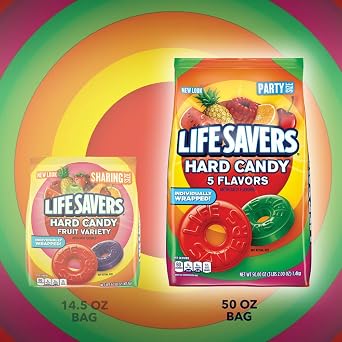 LIFE SAVERS 5 Flavors Hard Candy, Party Size, 50 oz Sharing Bag