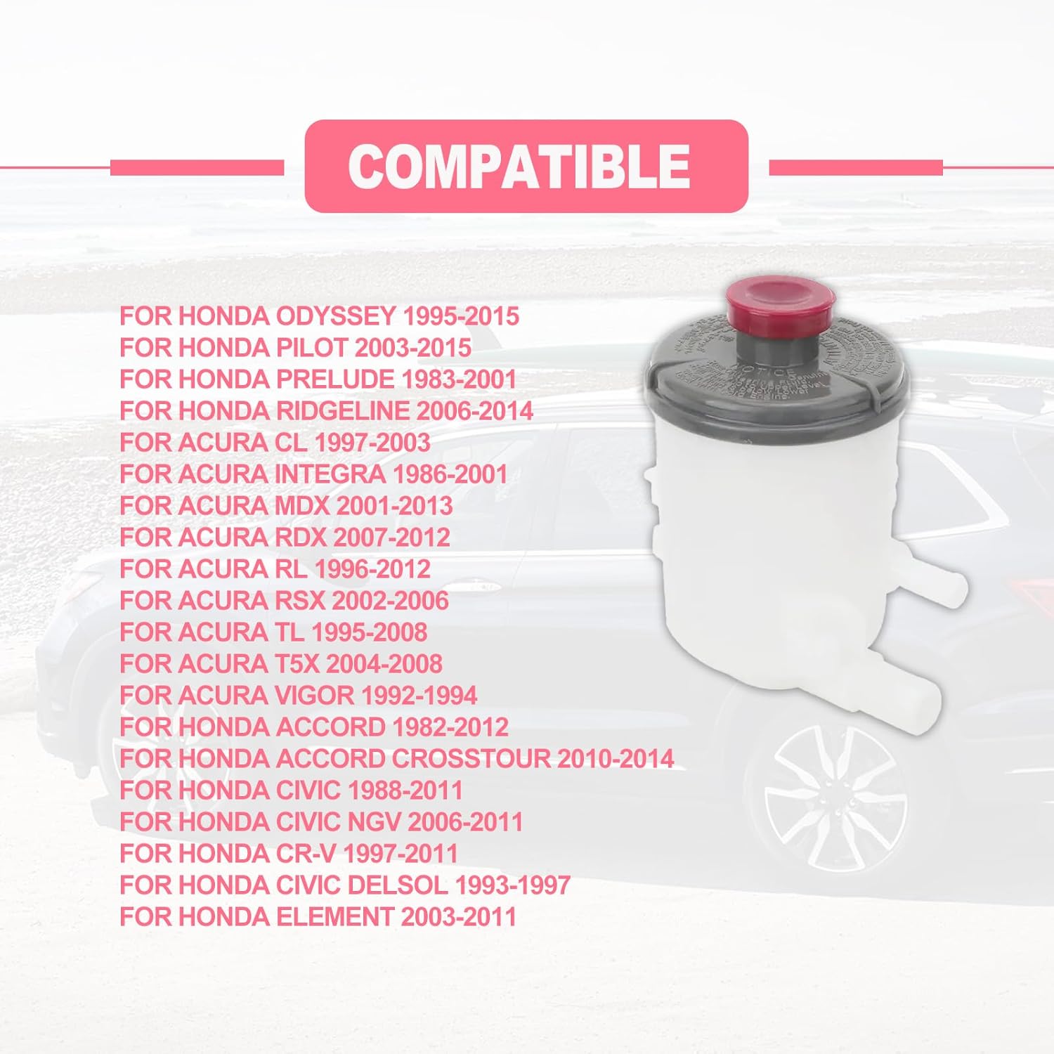 2Pcs Hydraulic Power Steering Cap, Compatible with Honda Acura, Replacement 53697-SB3-952 Power Steering Pump Reservoir Cap Plug Cover, Red