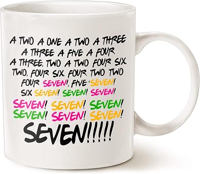 Funny Friends Seven Coffee Mug, Funny Friends Show Cup, Friends Fan Gift Ideas, Friends TV Show Fan Coffee Cups, Friends TV Fan Merchandise White 11oz Or 15oz Ceramic Mug