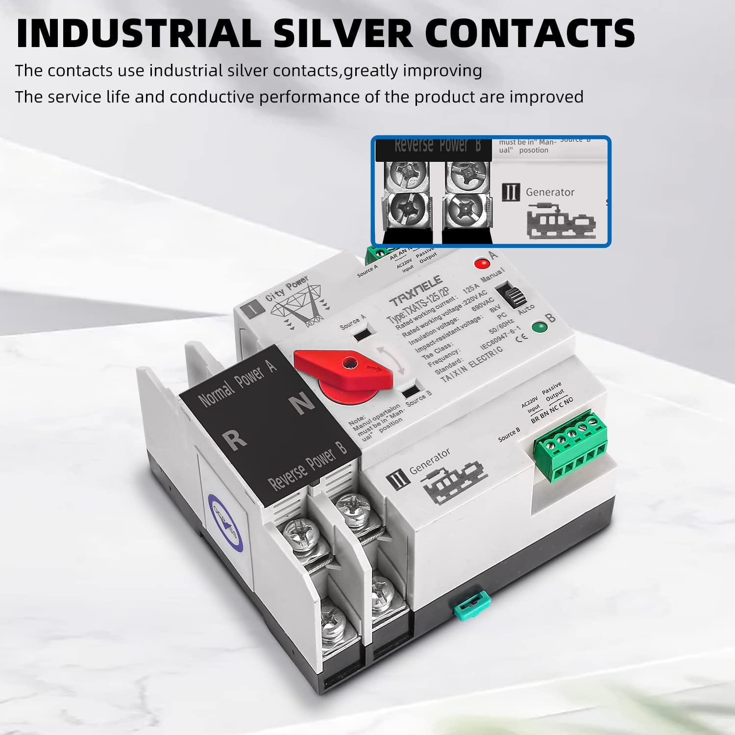 VGEBY Interrupteur De Transfert Automatique Contrôleur De Bascule Ininterrompu De Commutateur De