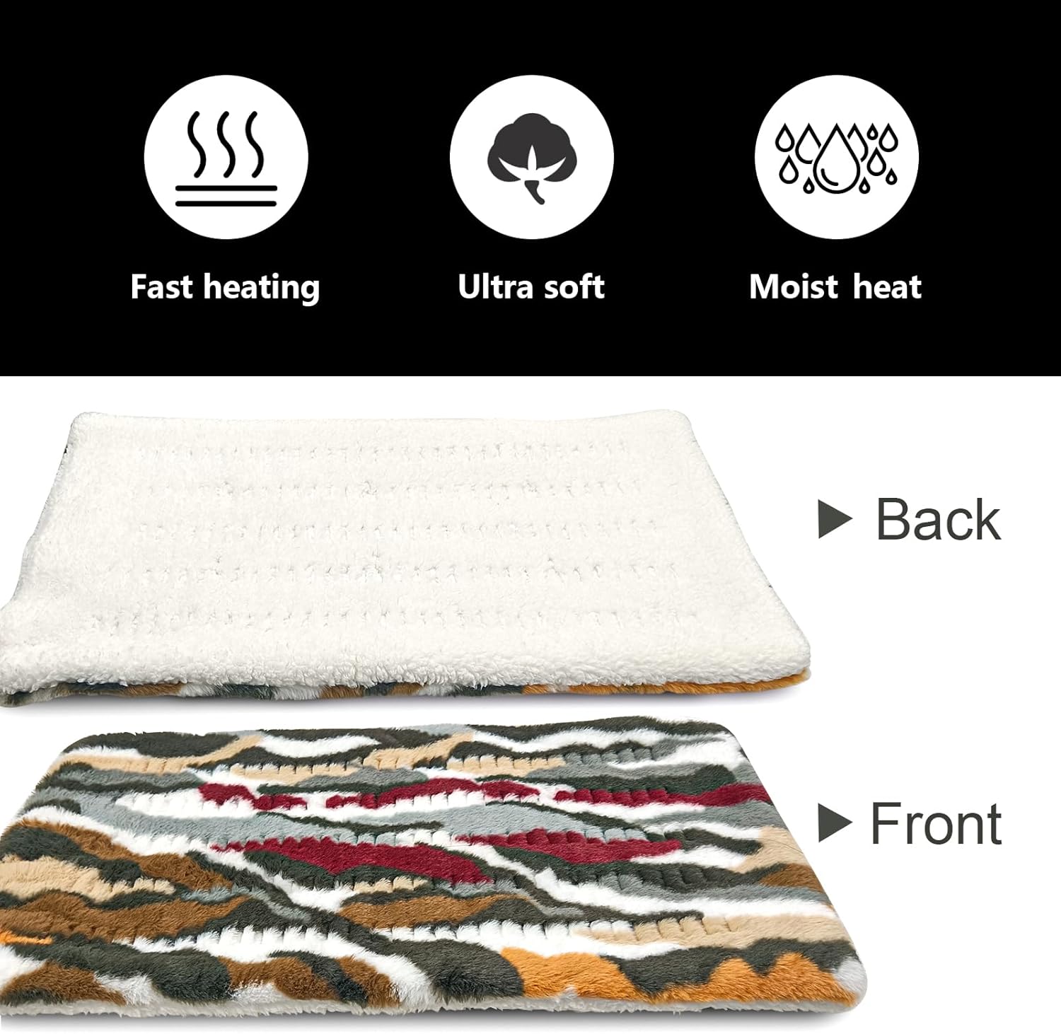 Electric Heating Pad for Back Pain Relief - 12 Heating Levels-8 Timer Settings - Heat Pad with Moist & Dry Heat Therapy - Hot Heated Pads -Washable (XL 12"x24" Camouflage) - MCC - Image 2