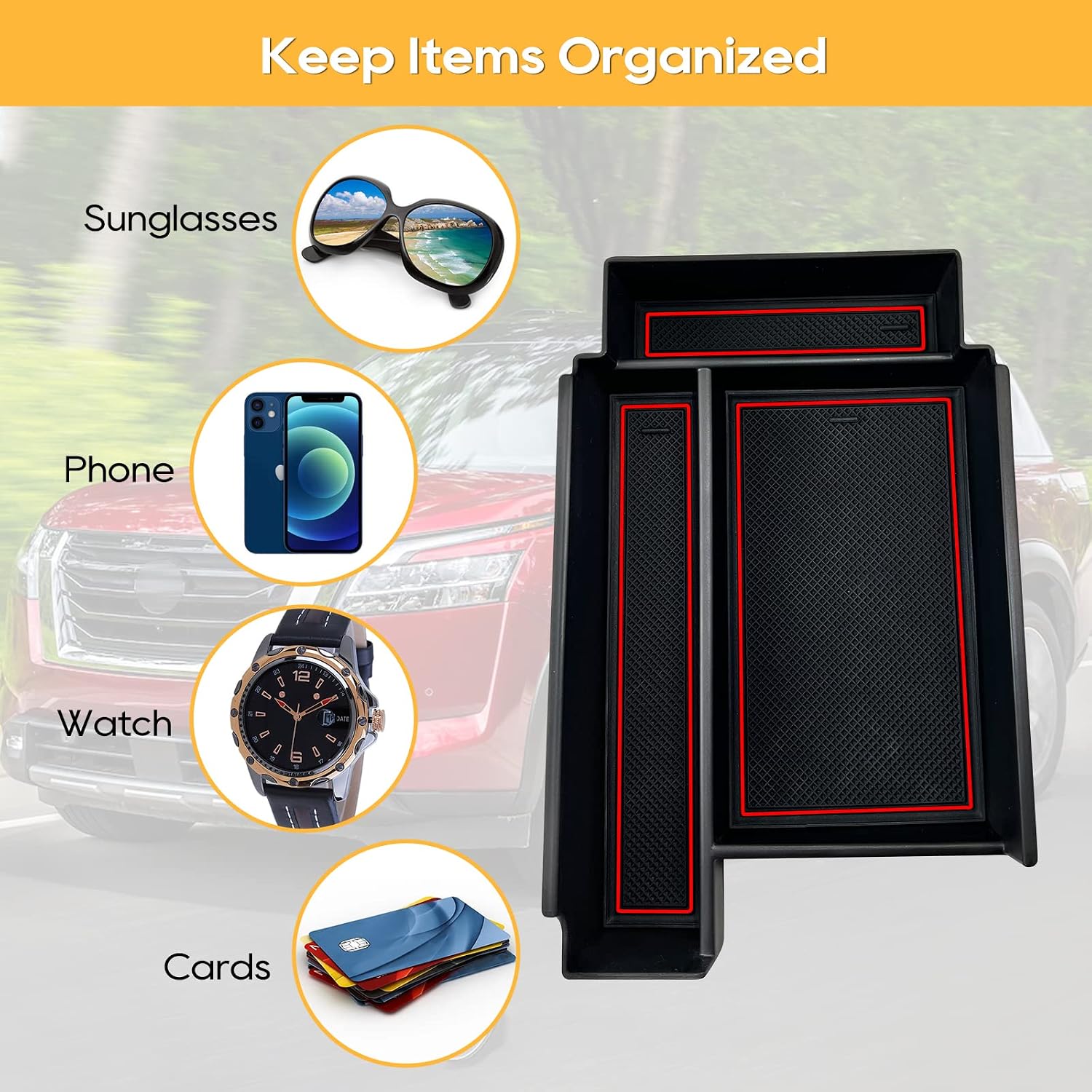 LFOTPP Pathfinder Center Console Organizer for 2022 2023 Nissann Pathfinder R53 Armrest Console Organizer Tray 2022 2023 Nissann Pathfinder R53 Accessories Secondary Insert Pathfinder Storage Box