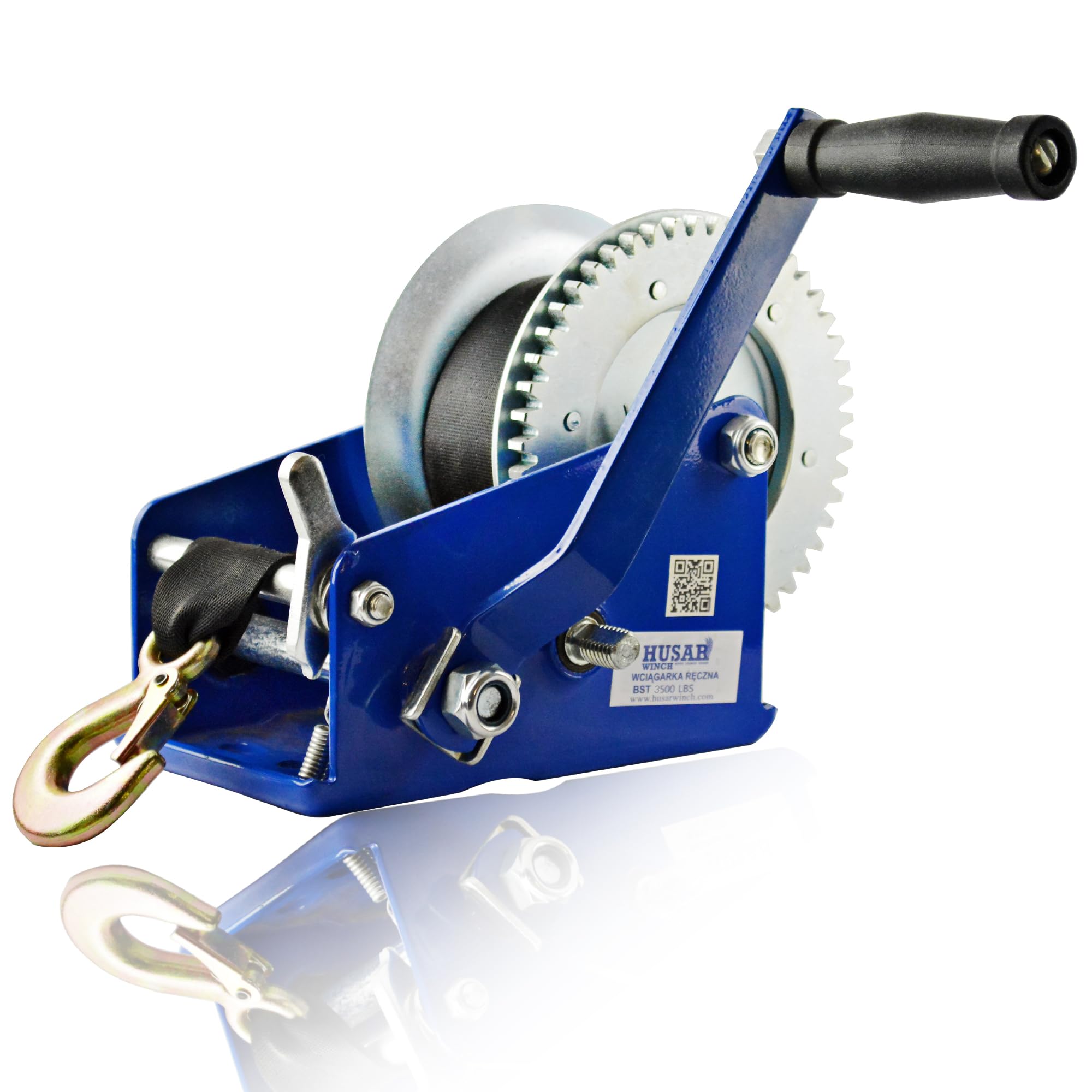 Treuil Manuel 3500 lbs 1587 kg avec Sangle 10 mètres, fabriqué en acier inoxydable, frein à cliquet, simple effet, pour bateaux, remorques, industrie