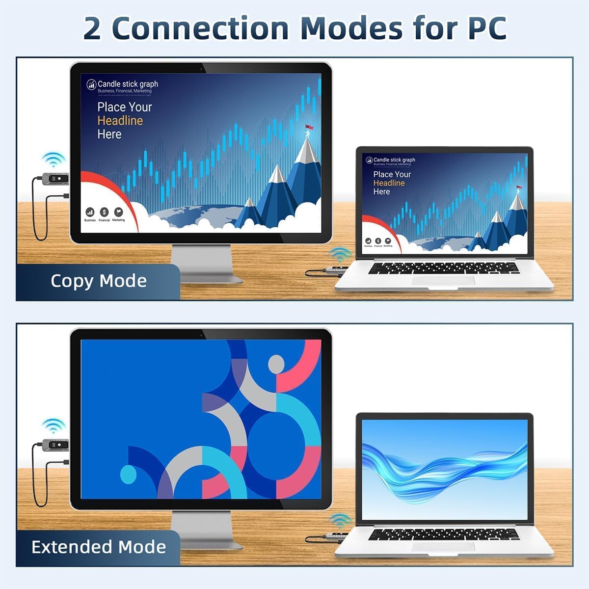 Wireless HDMI Transmitter & Receiver Kit, 4K to 1080P Converter with Dual-Band 2.4G/5GHz WiFi, Plug & Play HDMI Extender for HD Streaming from Laptop/PC/Projector to TV/Monitor