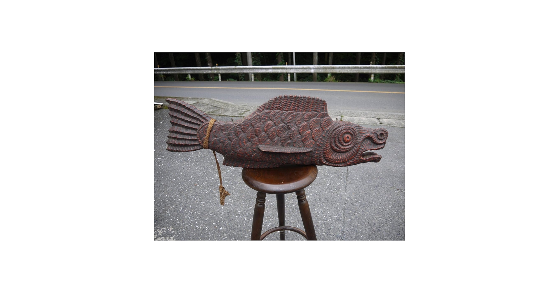 木彫り鉢　古道具　一刀彫 Amazon.co.jp: 古木 無垢材 木造一刀彫 鎌倉彫 魚鼓 幅78cm魚板