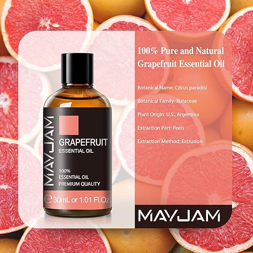 Miniatura 3 de MAYJAM - Aceite esencial de pomelo de 1.0 fl oz  1.01 onzas líquidas, aceite puro de pomelo para aromaterapia, masaje, difusor, fabricación de