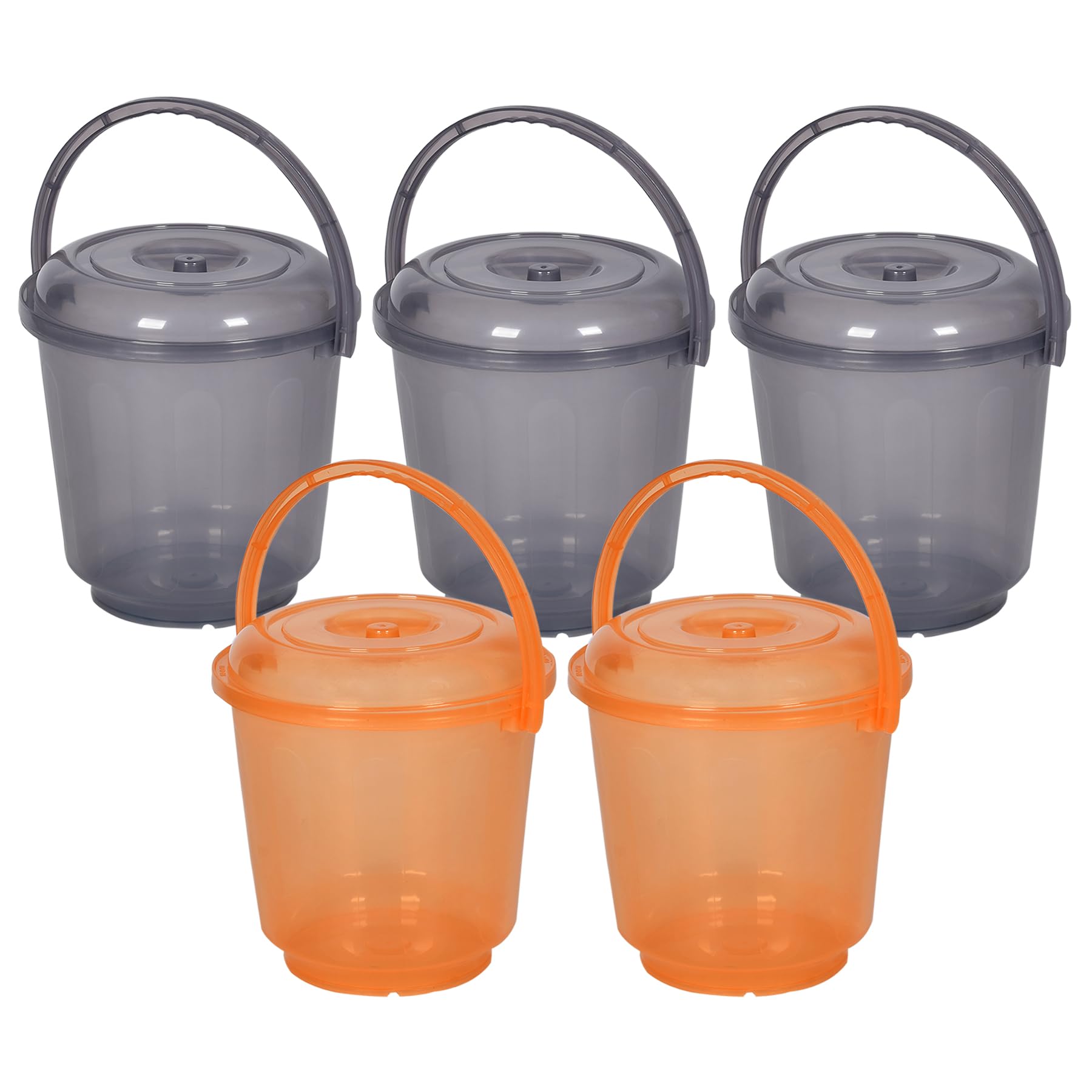Heart Home Plastic Pack Of 5 Bucket | Bathroom Bucket | Utility Bucket For Daily Use | Water Storage Bucket | Bathing Bucket With Handle & Lid | 13 Ltr | Super-013 | Transparent | Multicolor (B0CY2SK138) Amazon Price History, Amazon Price Tracker