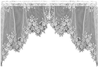 Heritage Lace Tea Rose 60-Inch Wide by 30-Inch Drop Swag Pair, White - Buy now